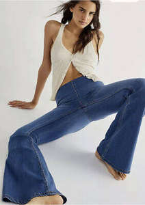 Wholesale Supply Women's High <b>Waist</b> Breathable Pencil Pants Loose Fit Denim Stretch <b>Jeans</b> 100% Organic Cotton Formal - Product Image 4