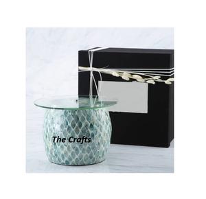 <b>Set</b> Of Three Different Size <b>Cake</b> Serving <b>Stand</b> In Glass And Wooden Chocolate Dessert Server With Mop Work - Product Image 4