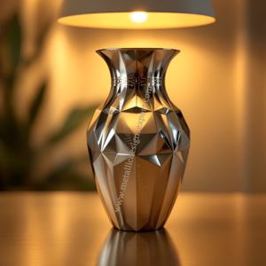 Modern Hammered Textured <b>Honeycomb</b> Silver Flower Vase Sleek Iron <b>Decorative</b> Accent for Wedding Contemporary Spaces for Coastal - Product Image 3