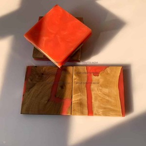 Taza de té de resina de madera de Acacia Premium personalizada de mango liso carbonizado sin terminar grueso personalizado único mejor posavasos redondo - Product Image 6