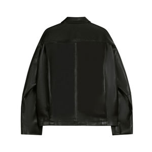 Veste en cuir véritable pour homme, best-seller, avec col montant, fermeture éclair, tissu en toile, logo sur le devant, respirante et écologique - Product Image 3