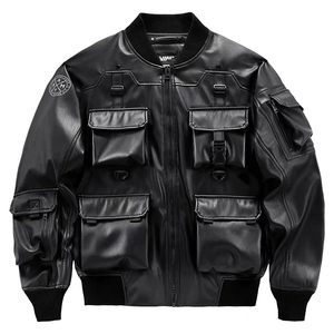 Chaqueta Bomber de Cuero para Hombre y Mujer, Estilo Urbano, Cortavientos, Ajustada, Personalizable, ODM, Nueva Moda - Product Image 2