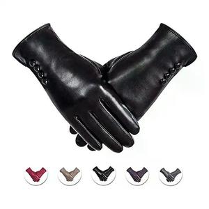 Gants d'hiver en cuir véritable noir pour homme et femme, imperméables et protecteurs, avec logo personnalisé - Product Image 6