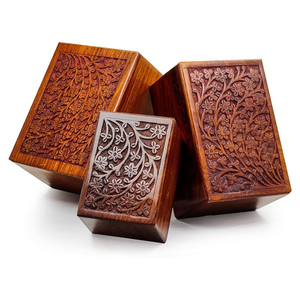 Urne en bois gravée faite à la main pour cendres humaines 250lbs adulte mâle femelle Satin sac colibri urnes de crémation boîte - Product Image 2