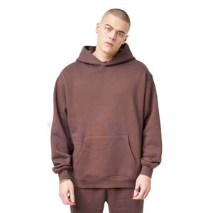 Sweat à capuche streetwear pour homme, 100% coton, surdimensionné, tissu français, uni, teinture unie, logo imprimé à l'écran, broderie - Product Image 1