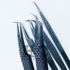 แหนบต่อขนตาปลายไฟเบอร์คุณภาพระดับพรีเมียมแหนบแบบยั่งยืนสีดำด้านมีเส้นใยแข็งแรงยึดโลโก้ตามสั่ง - Product Image 2