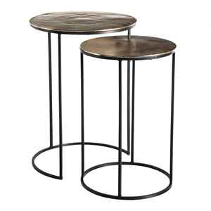 ฐานเหล็กโลหะพร้อมท็อปโต๊ะข้างคาเฟ่โต๊ะข้างสำหรับตกแต่งบ้านและเฟอร์นิเจอร์โต๊ะกาแฟสีดำเคลือบผงที่เป็นเอกลักษณ์ - Product Image 1