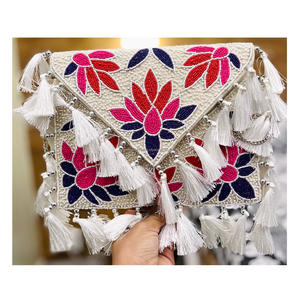 Indian Boho Designer Handmade Women's Canvas Messenger <b>Bag</b> Fashionable Shoulder Clutch for <b>Evening</b> Shopping Parties Wholesale - Product Image 2