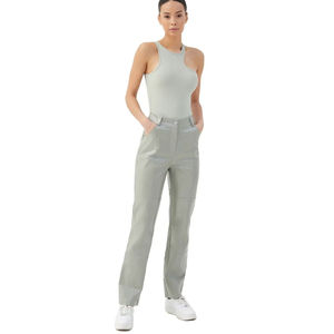 Pantalones de Cuero Genuino de Talle Alto para Mujer, Cierre de Cremallera, Tela Elástica, Corte Regular, Invierno, Ecológicos, Impermeables - Product Image 4