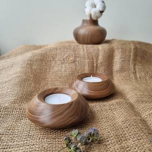 Candelabro de Madera Maciza Natural de Alta Calidad con Grabado en Relieve para Velas de Té y Velas de Pilar, para el Hogar, Día de San Valentín - Product Image 2