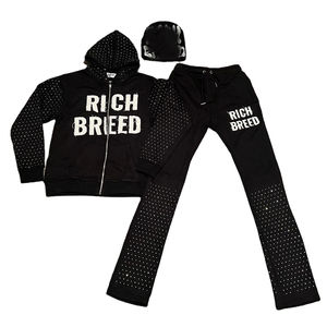 ชุดวอร์มฤดูหนาวสำหรับผู้ชายซักด้วยกรดกางเกงมีฮู้ดทำจากเทอร์รี่ระบายอากาศได้ดีกางเกงสเวตเตอร์ปักลายตัวอักษรสีล้วนล้วนล้วน - Product Image 6