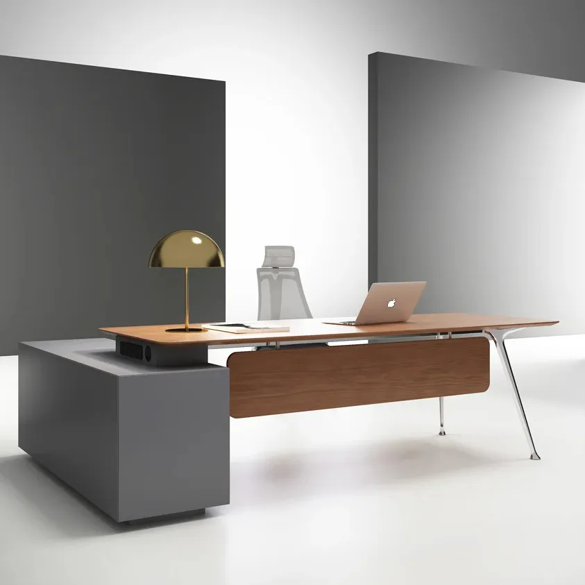 Escritorios Bureau Holz L-Form Executive Ceo ergonomische Büromöbel Arbeitsstation Computertisch mit Schublade Tisch und Stuhl