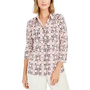 Maglietta Polo da Donna Charter Club, Vestibilità Slim, Manica 3/4, Rosa, Taglia S, Traspirante, in Maglia, con Logo Decorativo, in Spandex - Product Image 1