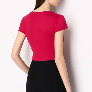 2026 Wholesale New Hot Sale <b>Ladies</b> Casual Style <b>V</b> <b>Neck</b> <b>T</b>-<b>shirt</b> Women's Short Sleeve 100% Cotton Gym Workout Eco-Friendly Summer - Product Image 3