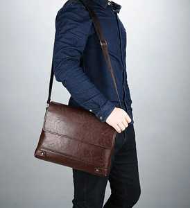 Porte-documents d'affaires vintage de style britannique pour hommes grande capacité Premium 15, 6 pouces sac pour ordinateur portable épaule bandoulière Simple - Product Image 3