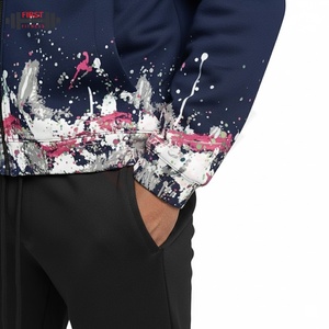 Survêtement pour homme avec capuche et pantalon de survêtement à fermeture éclair, imprimé en relief personnalisable, grammage lourd, dernier design, patch brodé, pour l'hiver 2025 - Product Image 4