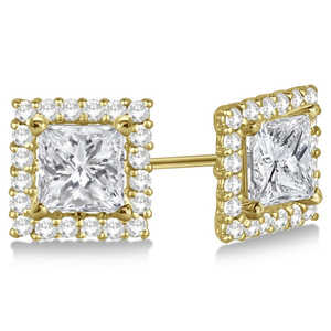 14K Yellow Gold Pave-Set <b>Square</b> <b>Diamond</b> <b>Earring</b> Jackets 0.55ct <b>Diamond</b> Jewelry - Product Image 3