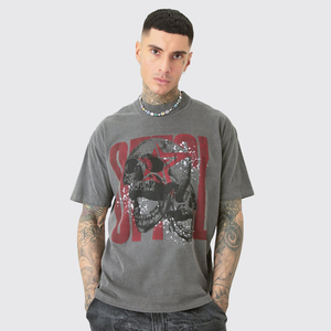 Men's Premium 100% Cotton Acid Wash T Shirt Heavyweight Crew Neck Breathable Custom Logo Oversized Streetwear OEM - Product Image 1