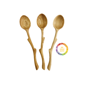Cuillères de cuisine en bois rustique Vaisselle faite à la main pour la ferme et la décoration minimaliste - Product Image 1