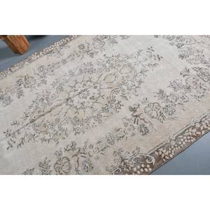 Tapis turc vintage Beige marron 5.5x9.4 pieds tissage plat en laine avec motif patchwork pour les décorations de salon utilisation couloir - Product Image 5