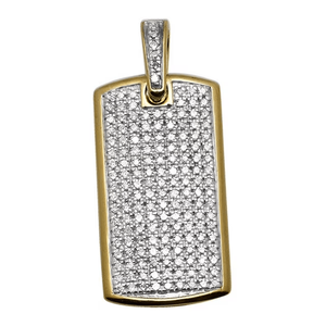 Design de forme rectangulaire glacé personnalisé en argent S925 avec finition bicolore diamant Moissanite avec pendentif bordure Halo - Product Image 1