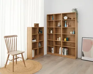 6-Grid <b>Solid</b>-Core Adjustable Rack Organizer Shelving Free Standing Storage <b>Wooden</b> Bookshelf - Product Image 6