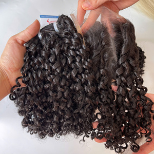 Vente en gros Tissage de cheveux humains naturels trame Cuticule alignée Cheveux vietnamiens bruts Pixie Curl Paquets de cheveux - Product Image 2