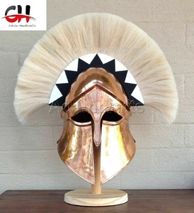 Casco Espartano de Acero Calibre 18, Estilo Griego Medieval Corintio, Recubierto de Cobre, Color Dorado, Hecho a Mano, Pulido, Decoración para el Hogar - Product Image 3
