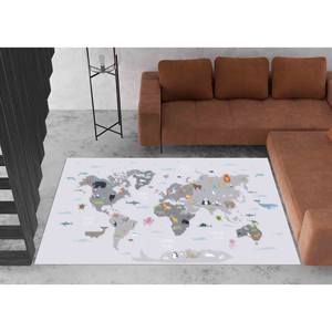 Alfombra Infantil con Mapa del Mundo: Decoración Educativa para Cuarto de Niños, Alfombra Antideslizante, Alfombra de Chenilla - Product Image 4