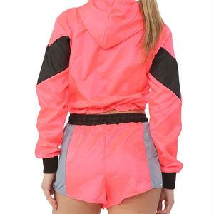 Vêtements courts et vestes personnalisés de haute qualité ensemble deux pièces avec fermeture éclair pour femmes courts en polyester grande taille coupe-vent courts - Product Image 5