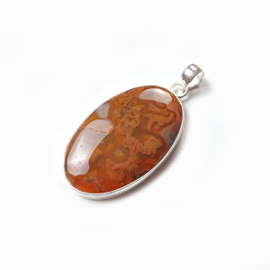 Pendentif en agate rouge du Botswana de forme ovale en argent sterling 925, vente en gros |   Fournisseur en gros de bijoux en pierres précieuses personnalisés - Product Image 2