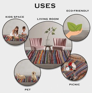 Tapis de sol en tissu de coton fait à la main de Chindi chiffons de fournisseur et d'exportateur indien à prix de gros - Product Image 3