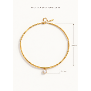 Collar de Perlas Geométricas de Acero Inoxidable y Cobre con Circonita - Product Image 5