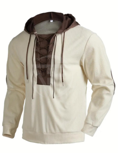 เสื้อมีฮู้ดแฟชั่นแนวสตรีทสำหรับผู้ชายผ้าฝ้ายเนื้อนุ่มใส่สบายทรงหลวมคุณภาพสูงมีกระเป๋าใส่ในฤดูหนาวคอเสื้อมีฮู้ดพิมพ์ลายสีพื้น - Product Image 1