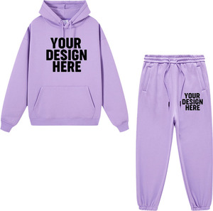 Conjunto de Sudadera con Capucha y Pantalones Deportivos Unisex de Felpa Gruesa de 500 Gramos de Alta Calidad Personalizados, de Secado Rápido y Transpirables - Product Image 1