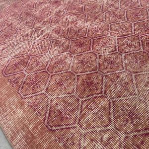 พรมตุรกีวินเทจ ขนาด 3.6x6.4 ฟุต (109x196 ซม.) ลายตารางสีแดง - Product Image 5