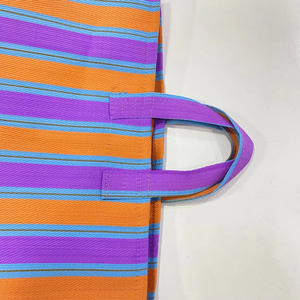 Bolsas de compras de rayas PP tejidas ecológicas de nailon, telar manual de plástico de polipropileno reciclado sostenible hecho en La India reciclado - Product Image 1