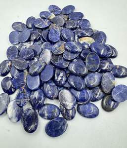 Cabujón de forma ovalada lisa de sodalita Natural, piedras preciosas sueltas de alta calidad para la fabricación de joyas, gemas al por mayor de 16x22mm - Product Image 3