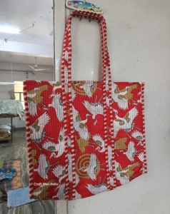 Quilted Nylon Puffer <b>Messenger</b> <b>Bag</b> for Women Large Carry All Tote Hobo with Red Zipper Promotional Travel <b>Bags</b> - Product Image 5