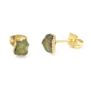 Pendientes de peridoto en bruto, joyería de piedra natural hecha a mano, piedra natal de agosto - Product Image 2