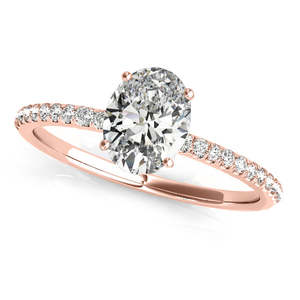 Anillo de Compromiso de Oro Rosa de 14K con Diamantes, Corte Ovalado de 0.75ct, Elegante y con Estilo - Product Image 1