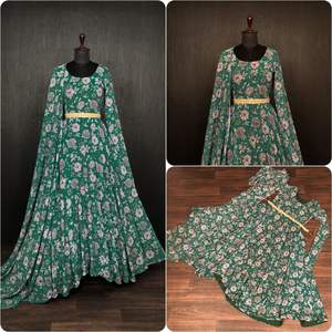 La fausse Georgette avec imprimé floral unique et la robe en Georgette en tissu pur conviennent à toutes les occasions ainsi qu'aux vêtements décontractés - Product Image 4