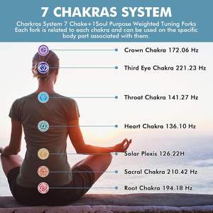 Ensemble de diapasons Chakra à usage professionnel 7 chakras et 1 diapasons à usage âme pour la thérapie de méditation de guérison de l'ADN Yoga - Product Image 5