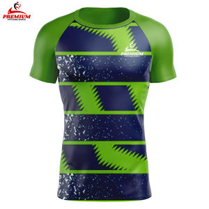 Sublimación de gimnasio de poliéster de alta calidad para hombre, camiseta de compresión deportiva para correr, camiseta Rash Guard - Product Image 5