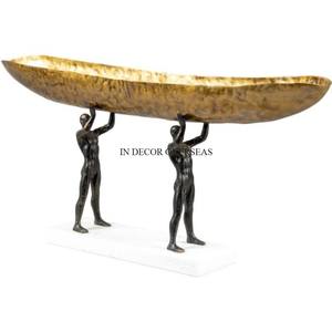 Attractive Look Black Color Powder Coated Human <b>Figure</b> Holding Gold Plated Tray Home And Hotel Table Decoration Sculpture Supply - Product Image 1