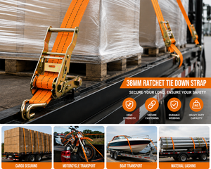 Sangle de cargaison à cliquet haute résistance en polyester 38 mm 1500 kg pour le transport et la fixation des charges, longueur personnalisée, fabrication OEM ODM - Product Image 2