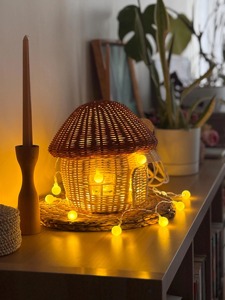 Panier en rotin en forme de champignon, paniers de rangement faits à la main, rotin naturel, moderne, multifonctionnel, fabriqué au Vietnam - Product Image 5