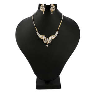 American Diamond <b>Locket</b> Set - Silver & Golden - Product Image 1