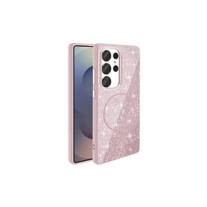 Coque de luxe Netzy en silicone blanc avec paillettes pour chargement sans fil MagSafe, compatible Samsung Galaxy S25 Ultra, finition électroplaquée - Product Image 5