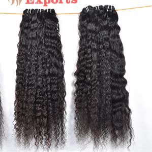 Extensions de cheveux humains indiens bouclés naturels non traités de meilleure qualité 100% paquets vierges bruts de couleur noire - Product Image 2
